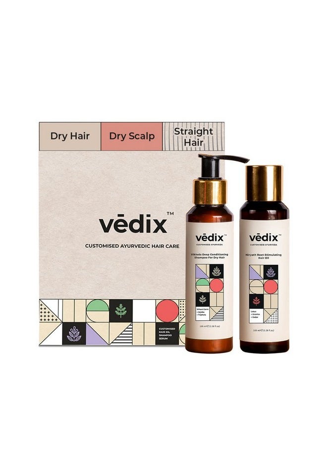 Vedix - Dry Hair Shampoo + Hair Oil Combo (Dry Scalp Straight Hair) - Image 1