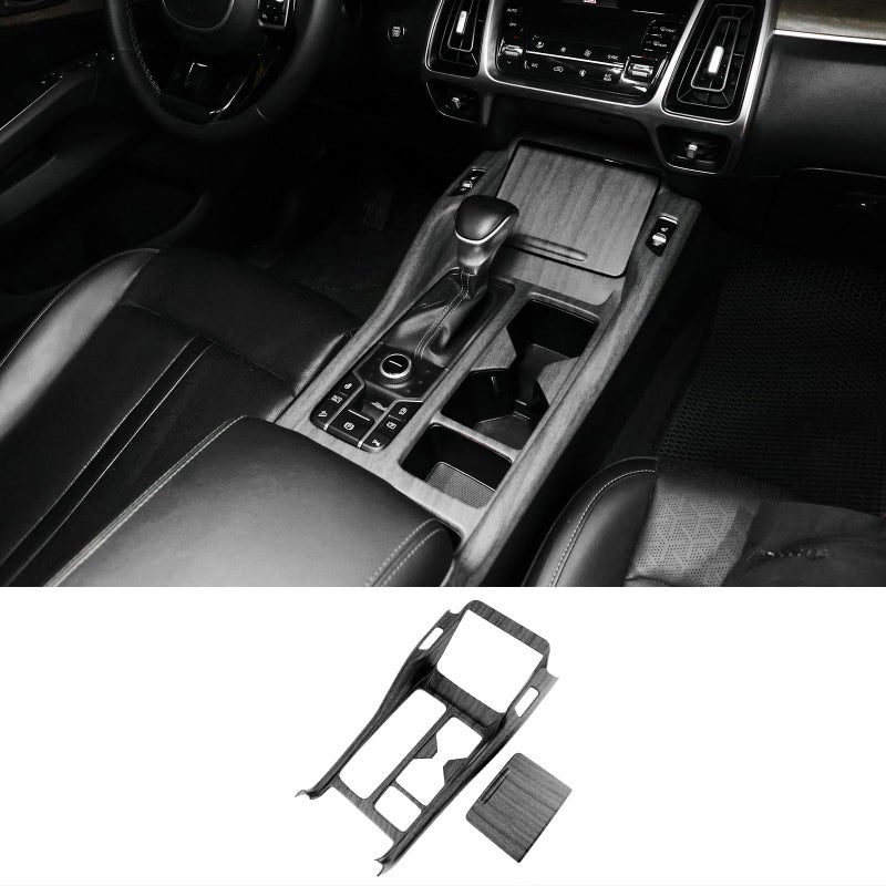 JUIVEEL Matte Wood Grain ABS Car Center Console Gear Shift Panel Cover Front Central Water Cup Holder Frame Cover Trim Compatible with Sorento 20212025 Accessories