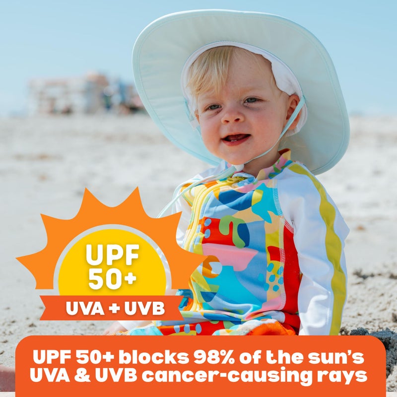 SwimZip Wide Brim Sun Hat | UPF 50+ Protection for Baby, Toddler, and Kids Mint Green - Image 4
