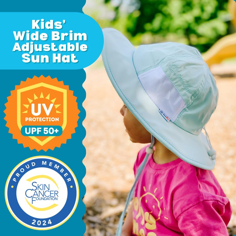 SwimZip Wide Brim Sun Hat | UPF 50+ Protection for Baby, Toddler, and Kids Mint Green - Image 2