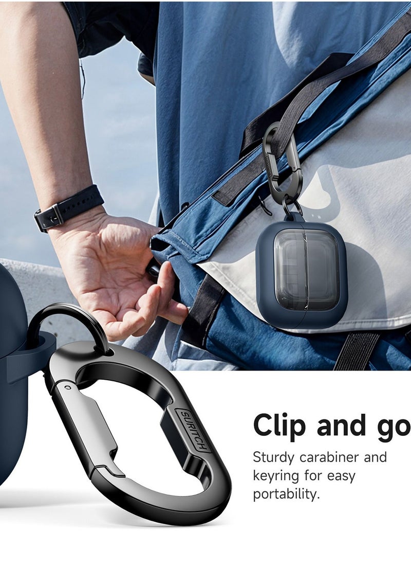 Magnetic Bumper Case for Samsung Galaxy Buds 3 Pro / Galaxy Buds 3, Rugged Shockproof Protective Covers with Carabiner & Cleaning Kit & Removal Tool, Blue