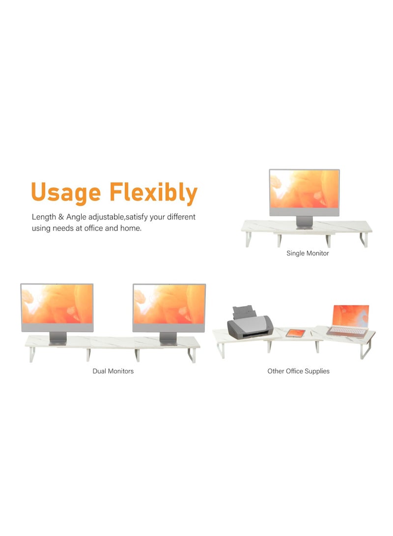 XiuWoo Wood Metal 3-Parts Separation Dual Computer Monitor Stand, Adjustable Monitor Stand Riser, Computer Stand, Desktop Organizer Stand, Home Display Stand for PC, Computer, Laptop and Printer - Image 2