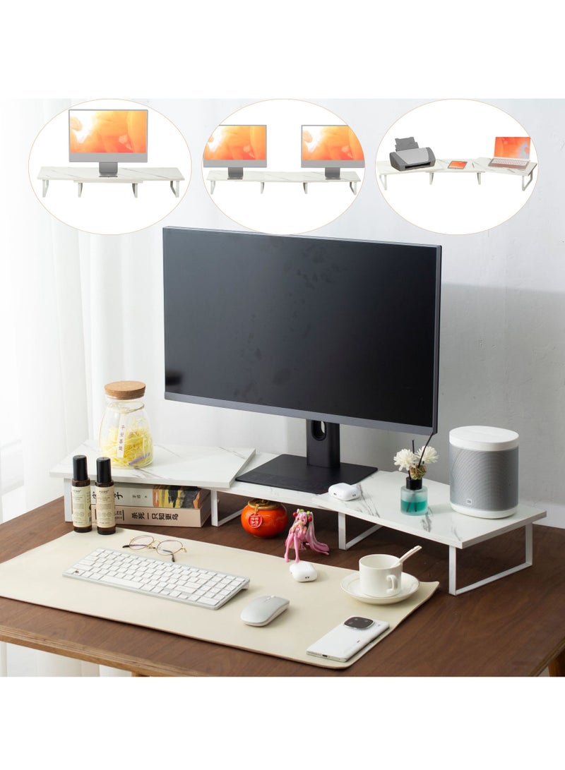 XiuWoo Wood Metal 3-Parts Separation Dual Computer Monitor Stand, Adjustable Monitor Stand Riser, Computer Stand, Desktop Organizer Stand, Home Display Stand for PC, Computer, Laptop and Printer - Image 1
