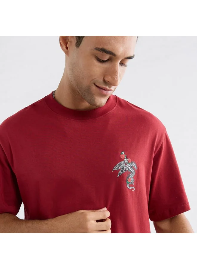 Splash FAV Typographic Print T-shirt with Crew Neck and Short Sleeves