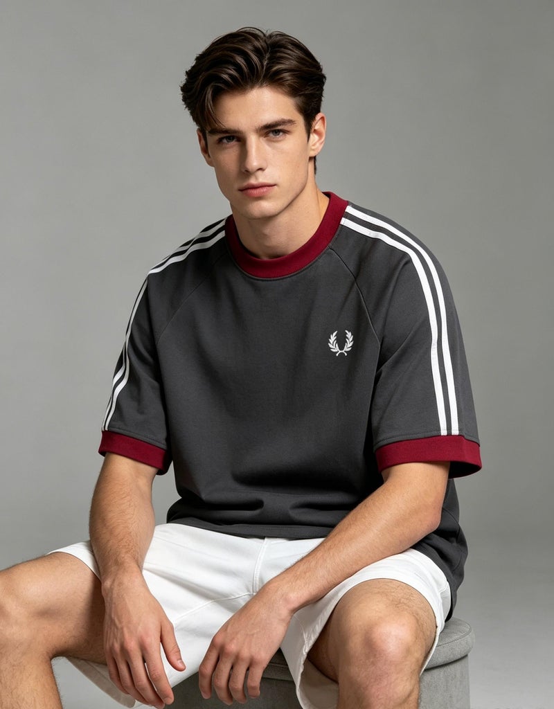 FRED PERRY short sleeved T-shirt, neutral sports style, loose and casual couple style, pure cotton breathable and versatile fashionable top. - Image 4