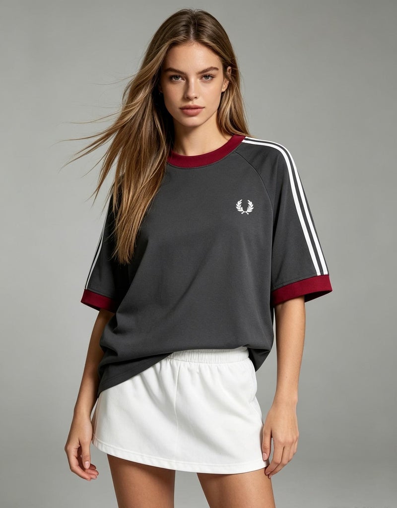 FRED PERRY short sleeved T-shirt, neutral sports style, loose and casual couple style, pure cotton breathable and versatile fashionable top. - Image 5
