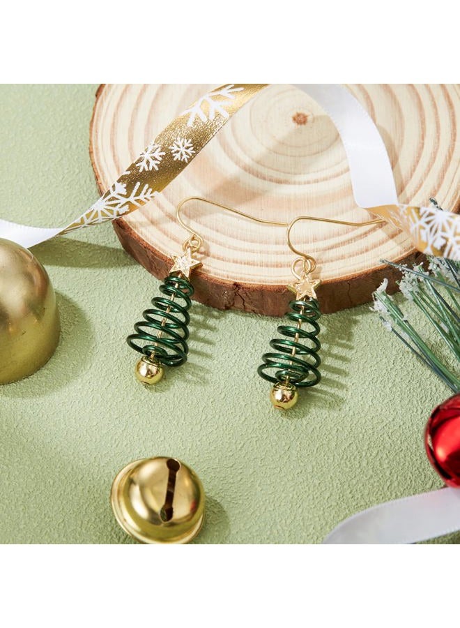 BriLove Holiday Christmas Earrings for Women Gift Lovely Cute Star Enamel Hook Drop Dangle Earrings Green Gold-Toned - Image 5