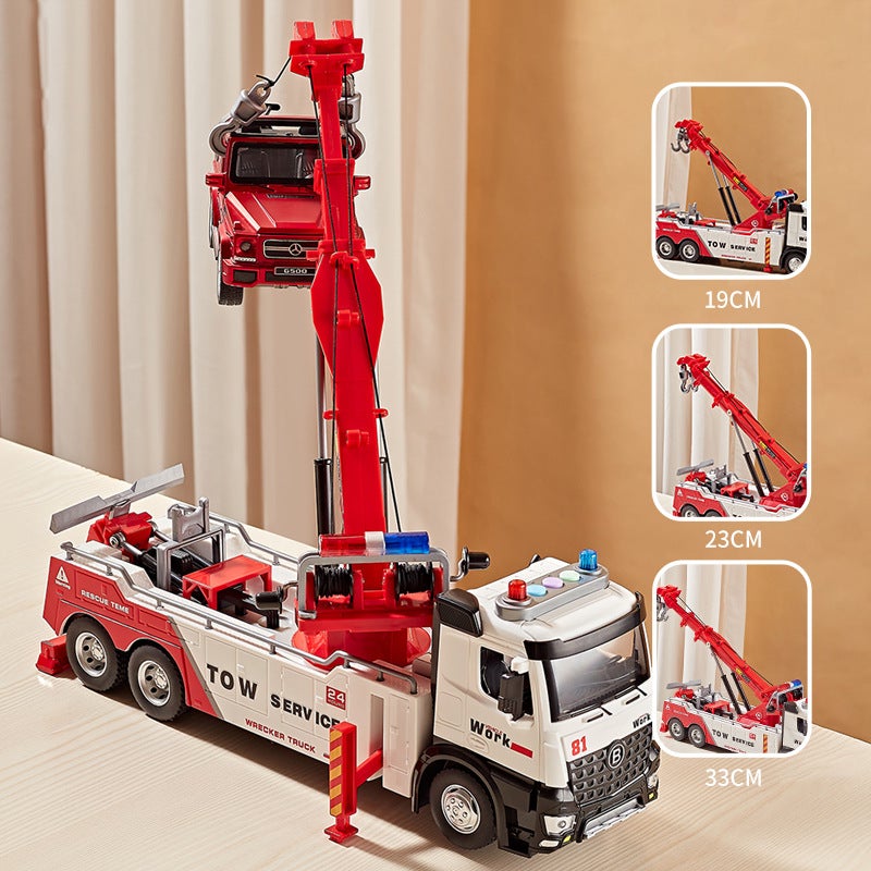 Jiadu Large Alloy Double Hook Obstacle Clearing Rescue Vehicle Model Trailer Obstacle Clearing Vehicle Simulation Car Toy Crane Inertia - Image 4