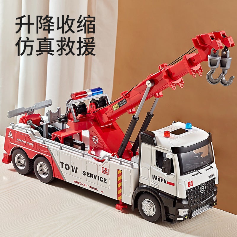 Jiadu Large Alloy Double Hook Obstacle Clearing Rescue Vehicle Model Trailer Obstacle Clearing Vehicle Simulation Car Toy Crane Inertia - Image 2