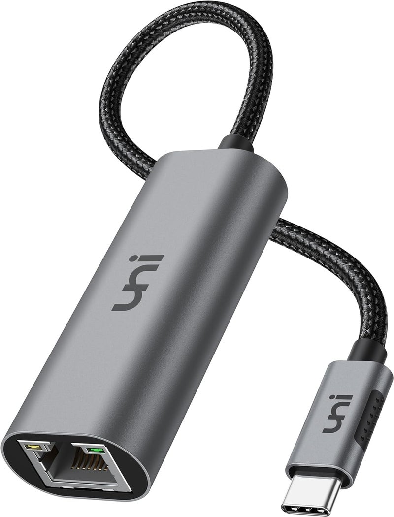 uni USB-C to Ethernet Adapter 2.5 Gbps, Blazing Fast Type-C(Thunderbolt 4/3 Compatible) to RJ45 Adapter, Sturdy Aluminum Gigabit Network Adapter, for MacBook Pro/Air 2023, Laptops, PC, NAS, etc. - Image 1