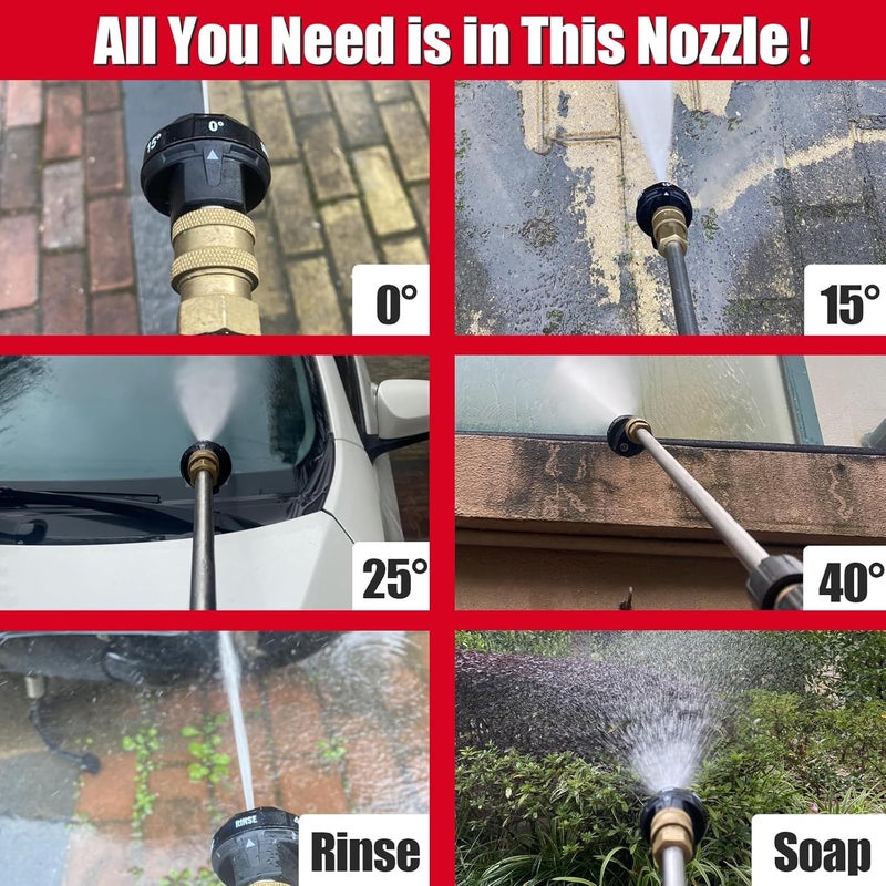 Meteor Blast 6 in 1 Pressure Washer Nozzle Tips，Mutiple Degrees， Quick Change over and Adjustable, 1/4 inch Quick Connector, MAX 4500PSI for Pressure Washer - Image 3