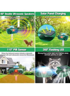 SYOSI Ultrasonic Solar Powered Animal Repeller Animal Deterrent Solar Dog Chaser Pest Animal Repellent Waterproof Outdoor Animal Repeller Protect Farm Garden Yard Repellent for Dog Cat Bird  - Image 2
