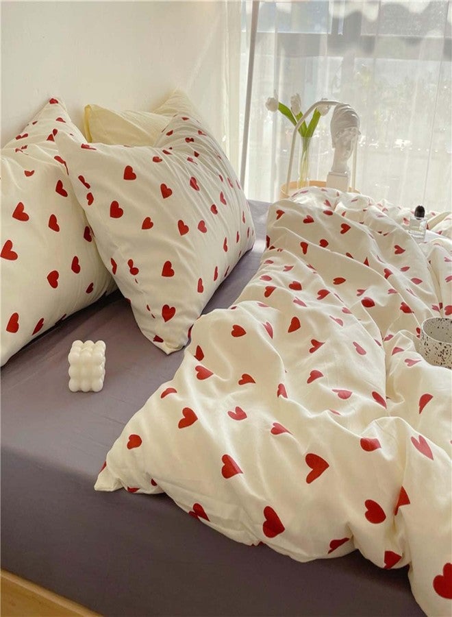 Nayoroom Heart Duvet Cover Queen Size Cute Red Love Heart Printed on White Bedding Set 3Pcs Kids Girls Kawaii Heart-Shaped Pattern Comforter Cover with Zipper Closure Soft Breathable Microfiber - Image 5