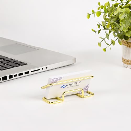 DMFLY Metal Business Card Holder for Desk, Cute Card Display Stand, Compatible with Various Countertops, Gold - Image 4