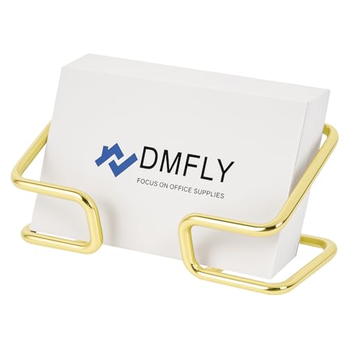 DMFLY Metal Business Card Holder for Desk, Cute Card Display Stand, Compatible with Various Countertops, Gold - Image 1