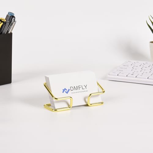DMFLY Metal Business Card Holder for Desk, Cute Card Display Stand, Compatible with Various Countertops, Gold - Image 3