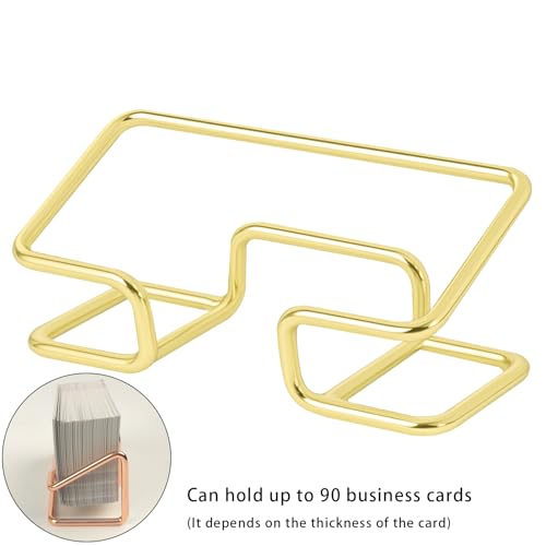 DMFLY Metal Business Card Holder for Desk, Cute Card Display Stand, Compatible with Various Countertops, Gold - Image 2