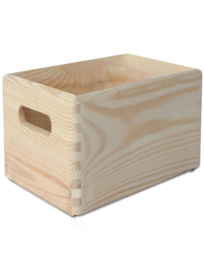 Creative Deco Large Wooden Crate Nesting Crate Handles | 11.8 x 7.87 x 5.51 in | Keepsake Unfinished Display Storage Box Multi-Craft Caddy Nesting Crate | Natural Wood Rustic | Plain Unpainted Beige - Image 1
