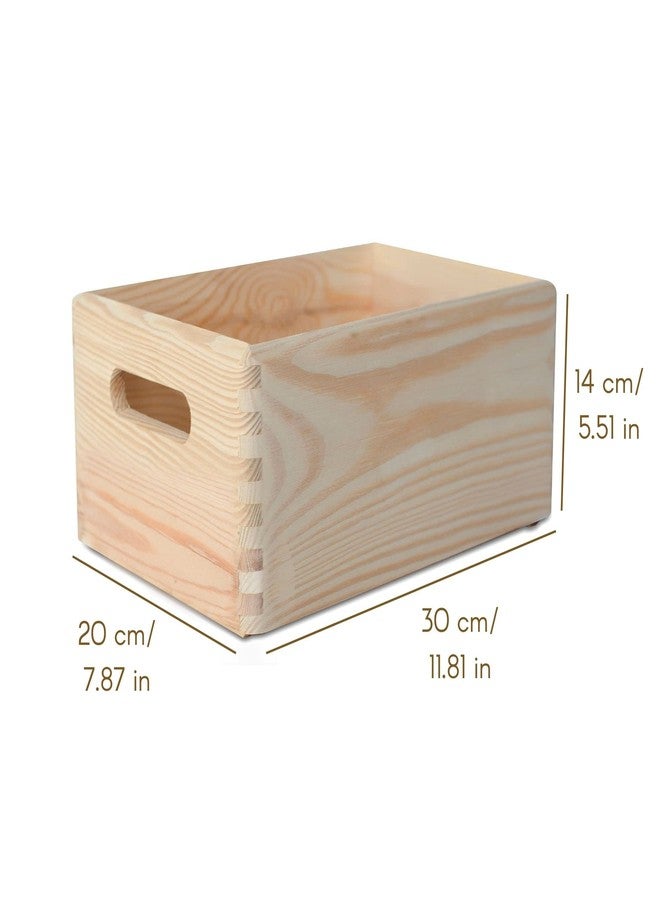 Creative Deco Large Wooden Crate Nesting Crate Handles | 11.8 x 7.87 x 5.51 in | Keepsake Unfinished Display Storage Box Multi-Craft Caddy Nesting Crate | Natural Wood Rustic | Plain Unpainted Beige - Image 2