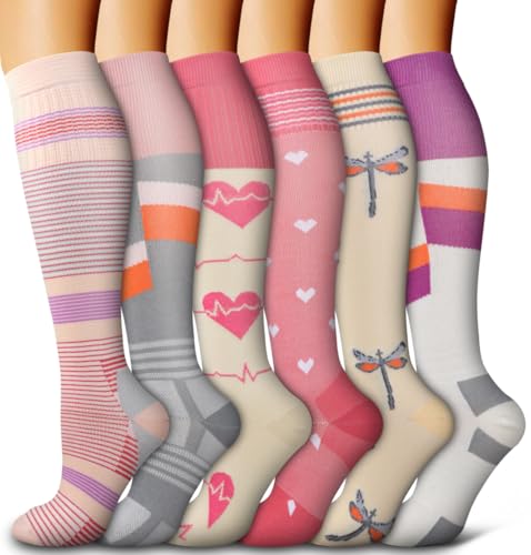 Bluemaple 6 Pack Copper Compression Socks for Women and Men Circulation-Best Support for Athletic Running,Hiking - Image 1