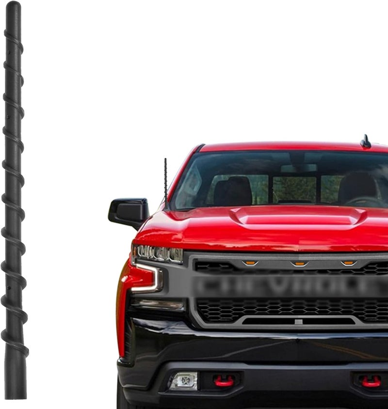 VOFONO Car Wash Proof Antenna for Chevy Silverado and GMC Sierra Accessories (2009-2025) | 9 inch Spiral Direct Short Replacement Antenna (M7 Thread) - Image 1