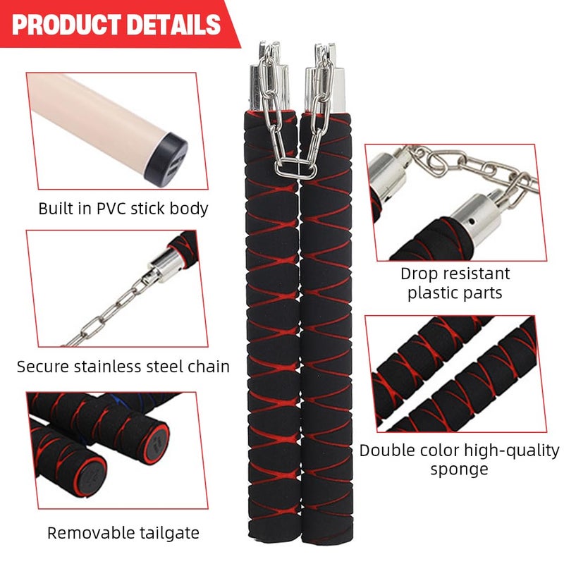 Proberos ® Practice Nunchucks for Kids 11 Inches,Nunchucks Karate Training,Safety Foam Padding Practice Beginners for Karate Durable PVC & Steel Core - Image 3