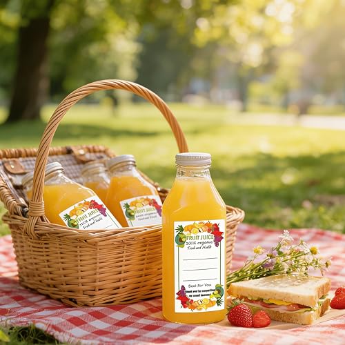 SMARSTICKER 3.2 x 1.6 Inch Plastic Juice Bottle Labels Juice Bulk Containers Labels Fruit Juicing Drink Canning Stickers for 12oz 8oz 4oz Juice, Milk and Other Beverages Waterproof Rectangle Labels 120 Pcs - Image 5