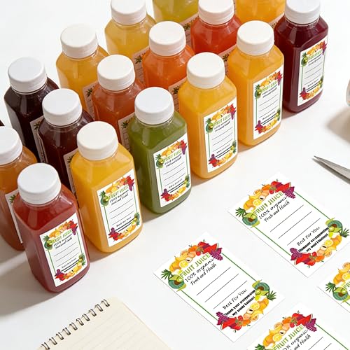 SMARSTICKER 3.2 x 1.6 Inch Plastic Juice Bottle Labels Juice Bulk Containers Labels Fruit Juicing Drink Canning Stickers for 12oz 8oz 4oz Juice, Milk and Other Beverages Waterproof Rectangle Labels 120 Pcs - Image 4