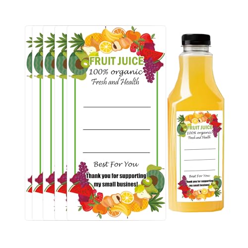SMARSTICKER 3.2 x 1.6 Inch Plastic Juice Bottle Labels Juice Bulk Containers Labels Fruit Juicing Drink Canning Stickers for 12oz 8oz 4oz Juice, Milk and Other Beverages Waterproof Rectangle Labels 120 Pcs - Image 1