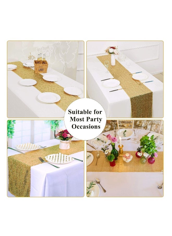 Generic - Satin Table Runner, 3 Pack Sequin Table Runner Rose Gold Sequin Table Cloth for Rectangle Tables Sparkle Table Covers for Wedding Engagement Birthday Party Holiday Decorations Baby Shower - Image 1