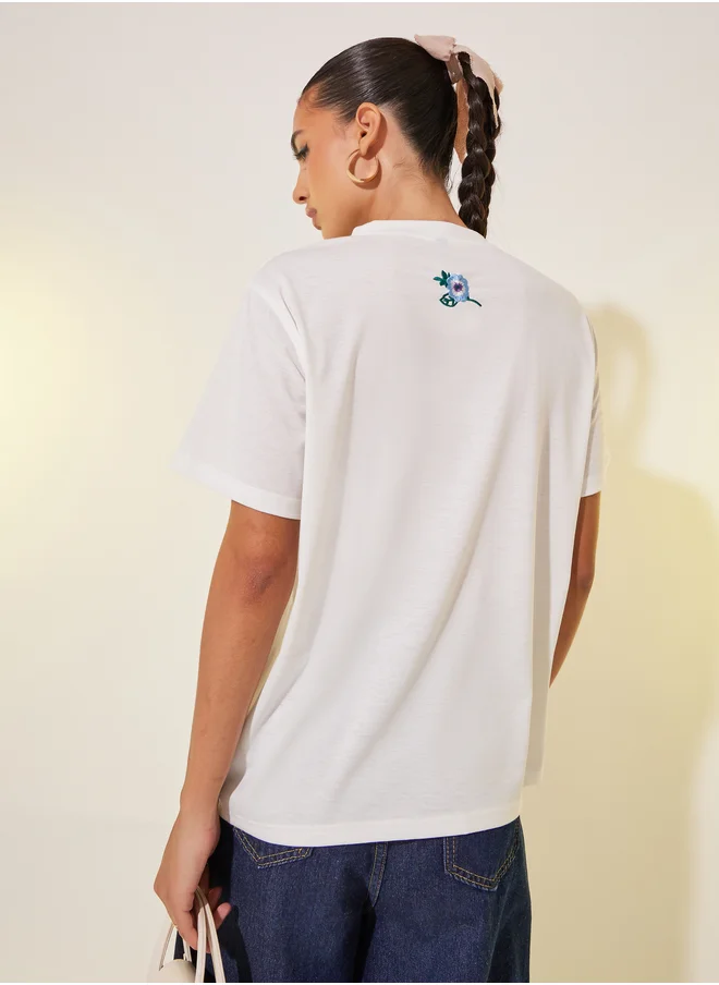 Styli Embroidered Round Neck T-Shirt