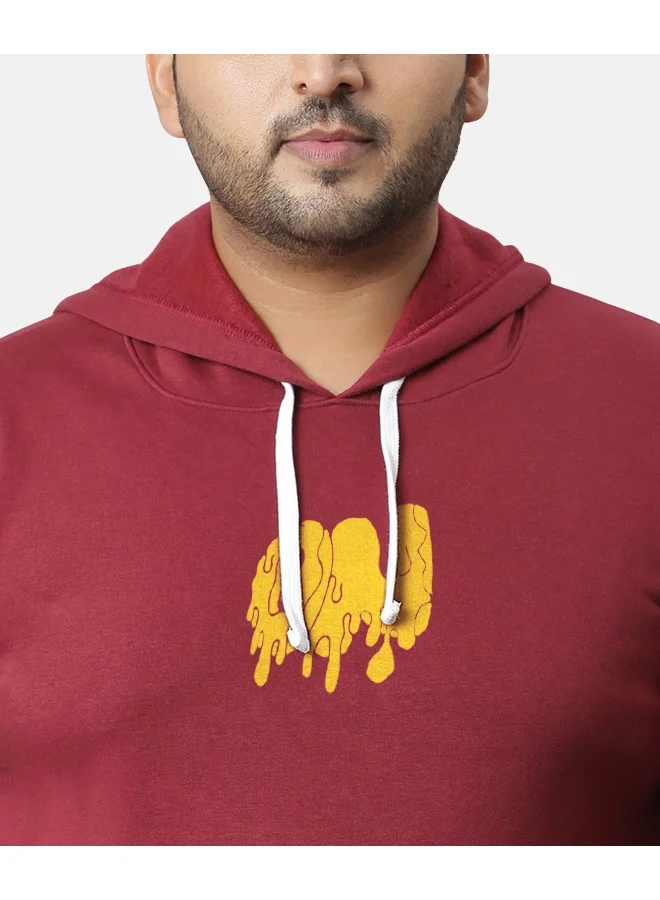Instafab Plus Instafab Plus Men's Wine Red Dripping On Hoodie