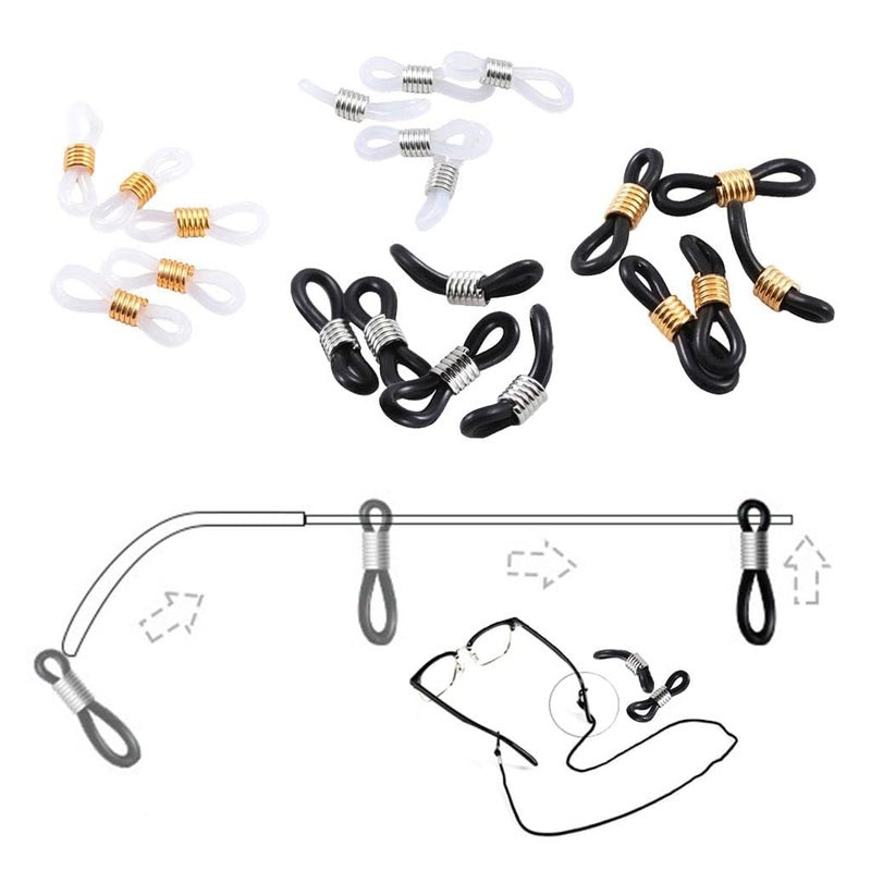 SATRA TRADERS Eyeglass Chain Connector, Adjustable Anti Slip Silicone Strap Holder Chain End Loop Large Size for Sunglasses | 100 Pcs | Black-Golden - Image 3