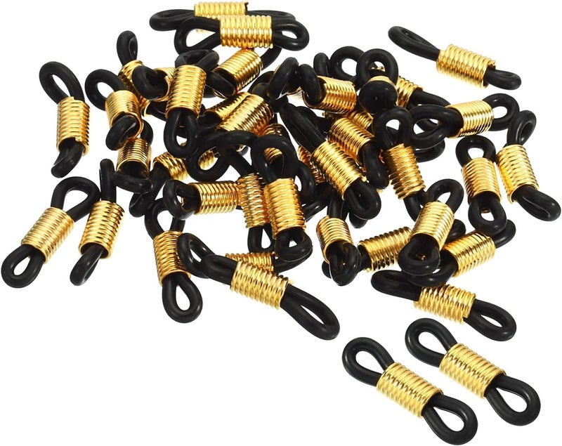 SATRA TRADERS Eyeglass Chain Connector, Adjustable Anti Slip Silicone Strap Holder Chain End Loop Large Size for Sunglasses | 100 Pcs | Black-Golden - Image 1