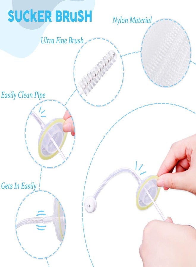 Bembika Baby Bottle Brush 4 Pcs, Silicone Baby Bottle Brush Cleaner, Baby Bottle Cleaner Brush, Baby Milk Bottle Cleaning Brush, Feeding Bottle Cleaning Brush (White Blue Color) - Image 4
