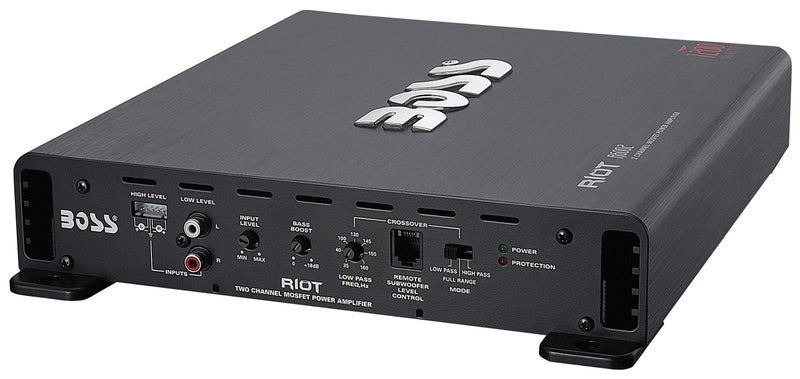 BOSS AUDIO SYSTEMS مضخم الصوت BOSS Audio Systems R1002 من سلسلة Riot - 200 واط عالي، 2 قناة، فئة A/B، مستقر عند 2/4 أوم، مدخلات مستوى منخفض/مرتفع، نطاق كامل، استخدام مع مضخم صوت فرعي - Image 5