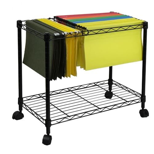 Oceanstar Portable 1-Tier Metal Rolling File Cart, Black,24 in - Image 2