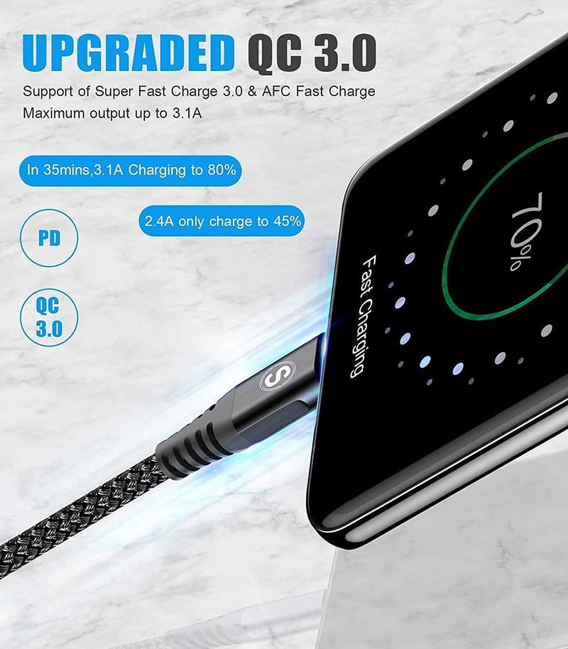 sweguard Experience optimized build USB C Kabel 3.1A [2Stück 2m]Schnellladung,USB C Nylon Ladekabel Schnellladekabel Light durable upgraded substance - Image 2