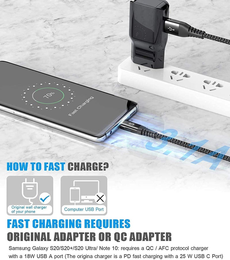 sweguard Experience optimized build USB C Kabel 3.1A [2Stück 2m]Schnellladung,USB C Nylon Ladekabel Schnellladekabel Light durable upgraded substance - Image 3