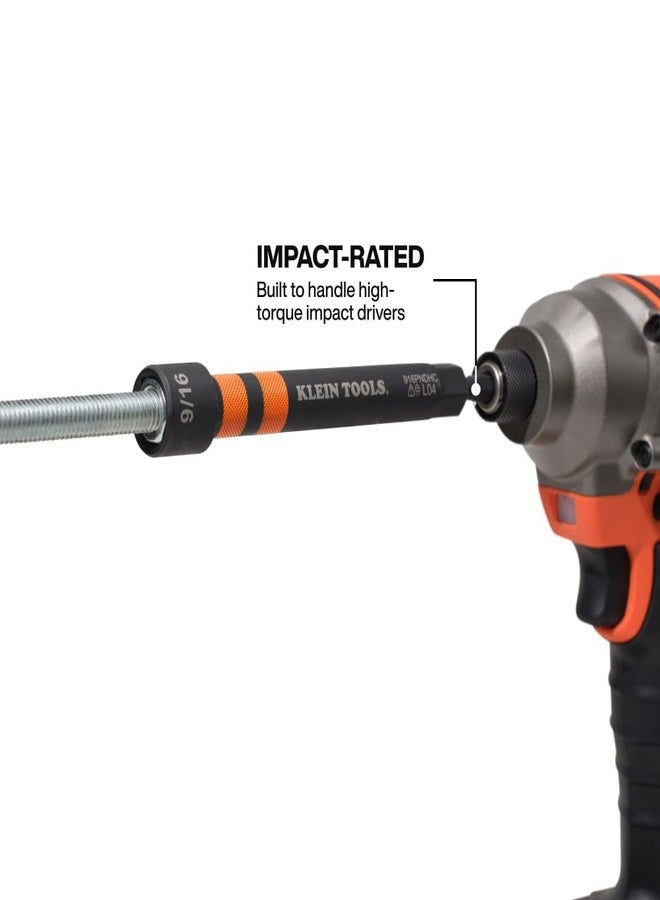Klein Tools 32940 SAE Magnetic Hollow Impact Nut Drivers Set, 6-Piece Color Coded Hollow Power Nut Driver with Extended Reach, 6 SAE Sizes - Image 5