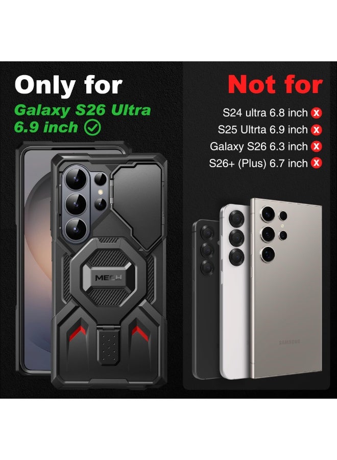 TONGATE Magnetic Stand for Samsung Galaxy S26 Ultra Case, Compatible with Magsafe, [Camera Cover & 2 Front Frames][Military Drop Protection] S26 Ultra Case Built-in Screen Protector & Belt Clip, Black - Image 2