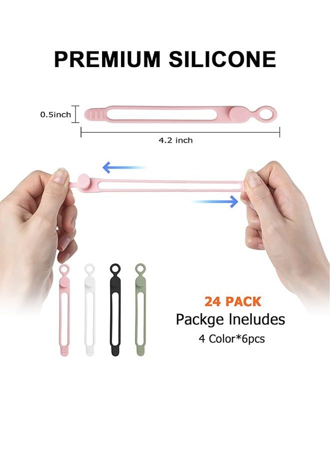 24 Pieces Silicone Cable Tie Organizer For Bundling Headphones, Phone Chargers, Computer Cords, Reusable Cable Tie Organizer For Home, Office, Kitchen, School (4 Colors)  - Image 2