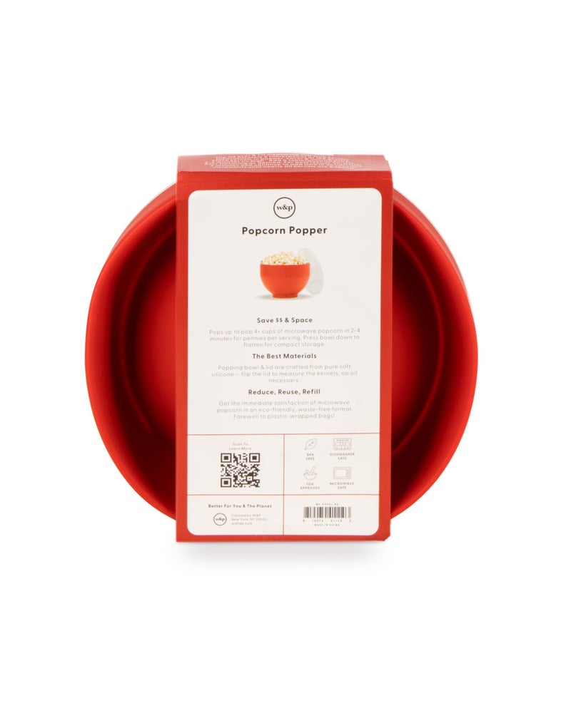 WP W&P Microwave Silicone Popper Maker | Red | Collapsible Bowl w/Built in Measuring, BPA, Eco-Friendly, Waste Free, 9.3 Cups of Popped Popcorn - Image 4