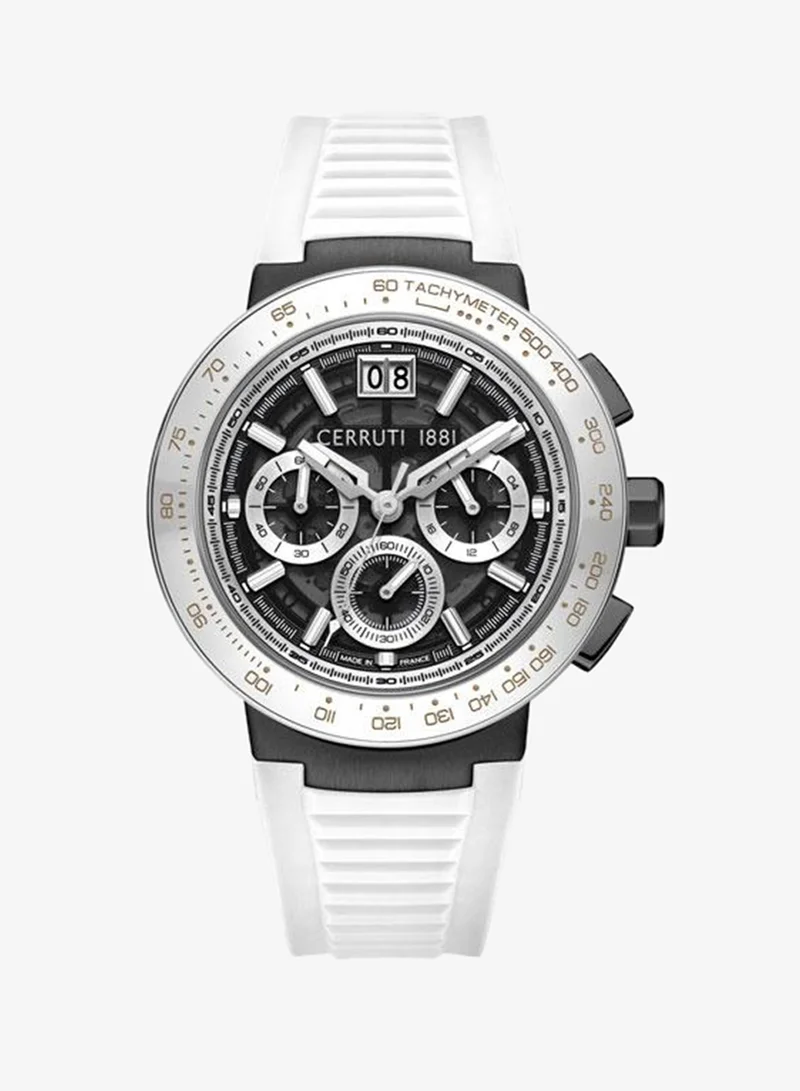 CERRUTI 1881 Filiano 42mm Black Dial Silicone Strap Multifunction Watch For Men