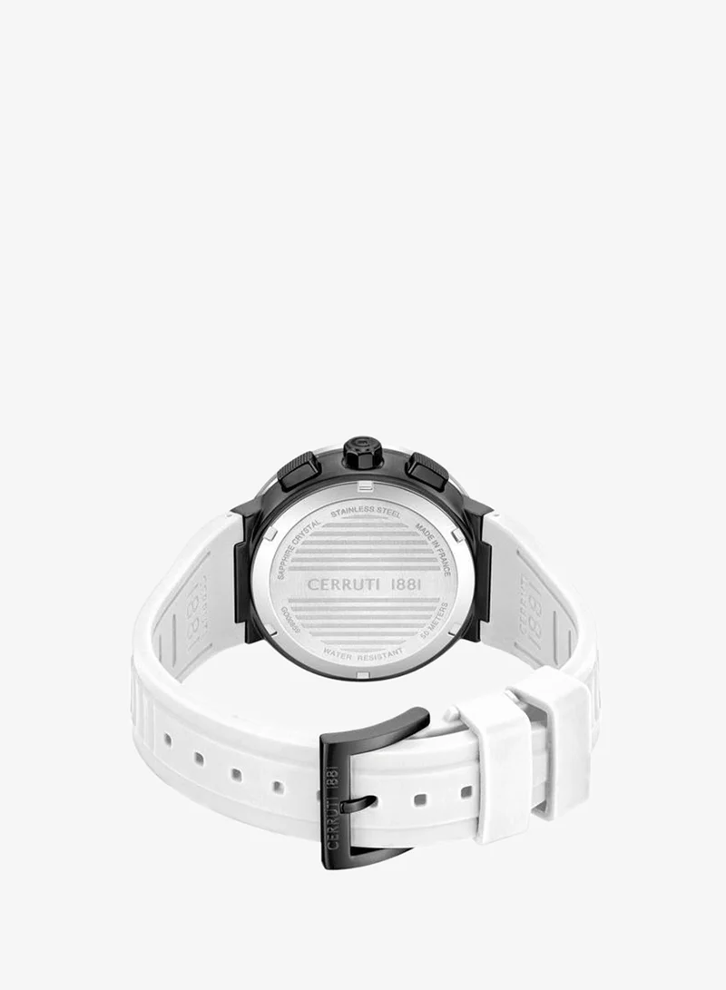 CERRUTI 1881 white Men's Filiano 42mm Black Dial Silicone Strap Multifunction Watch For Men for Men | Best Price UAE