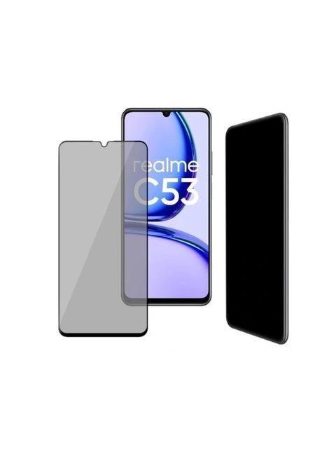 5D Full Tempered Glass Privacy Screen Protector for Realme C53/C51 Anti spy Anti peeping Glass Black with Easy Installation Kit