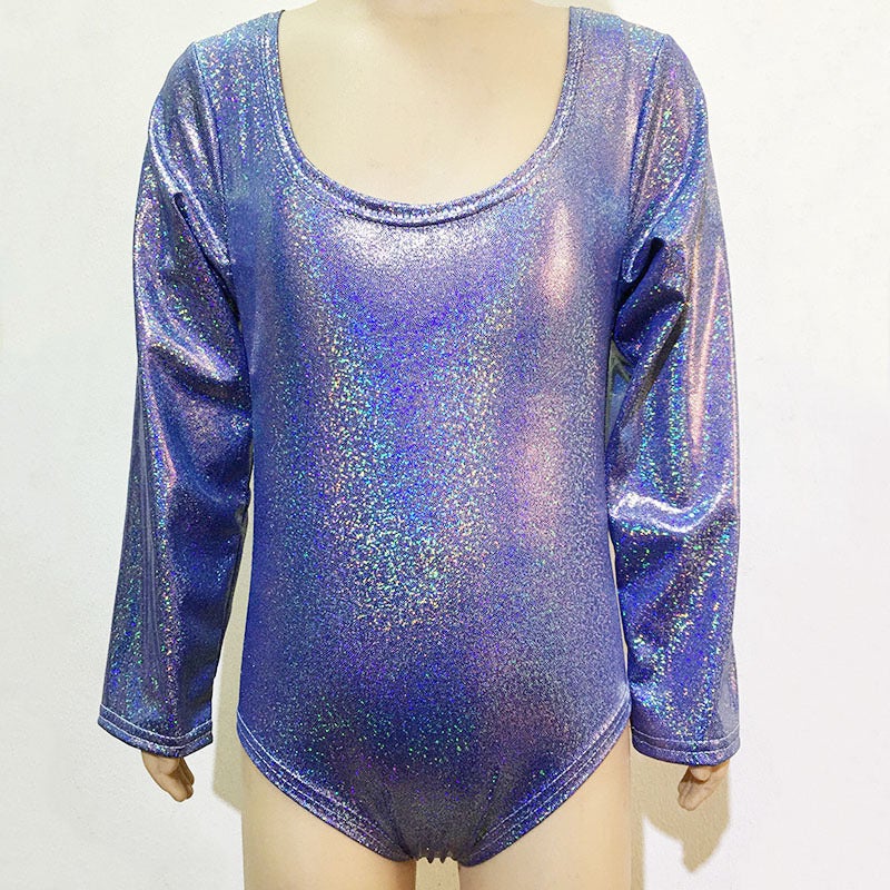 Ballet Gymnastics Laser Shiny Long-Sleeved Latin Dance Suit Practice Suit - Image 4