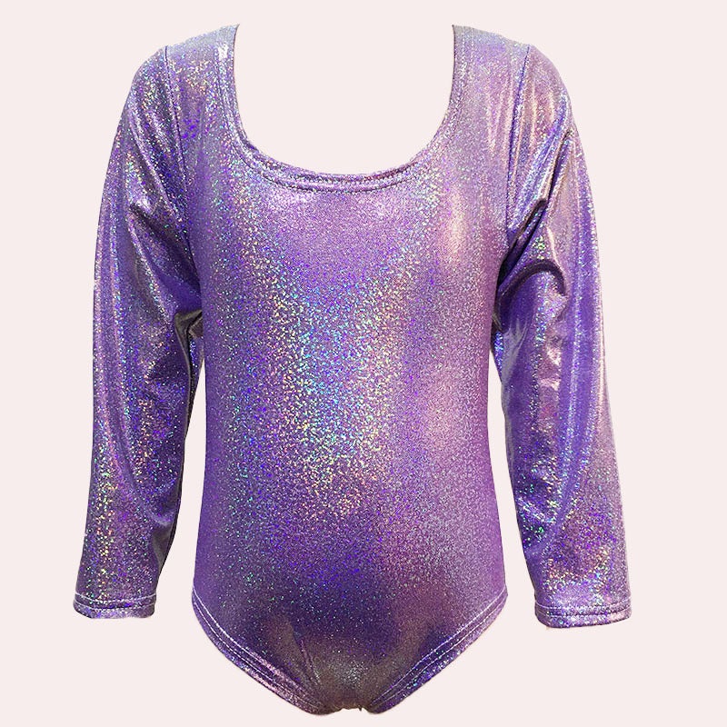 Ballet Gymnastics Laser Shiny Long-Sleeved Latin Dance Suit Practice Suit - Image 3