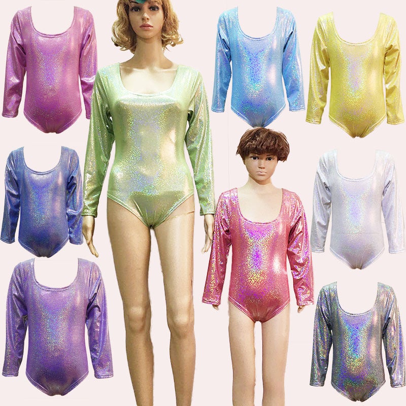Ballet Gymnastics Laser Shiny Long-Sleeved Latin Dance Suit Practice Suit - Image 2