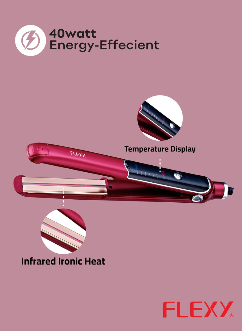 Flexy FLEXY® Professional Hair Straightener – Coconut Therapy, Infrared Ionic Heat, Fast Heating, Adjustable Temperature, Ceramic Plates, Anti-Frizz Flat Iron for Smooth, Sleek Salon-Style Hair 2 year warranty - Image 3